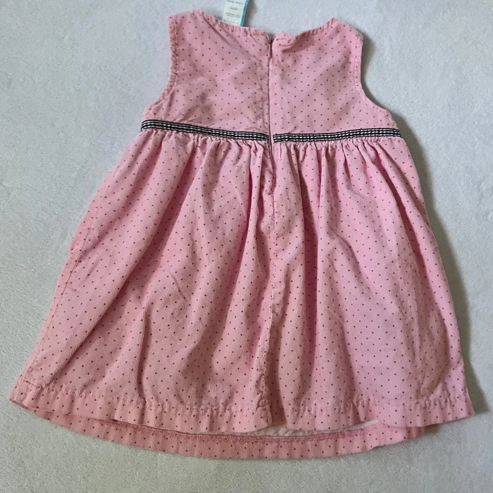 Vintage Poodle Dress Pink Polka Dot Smocked Corduroy‎ 24 Months
